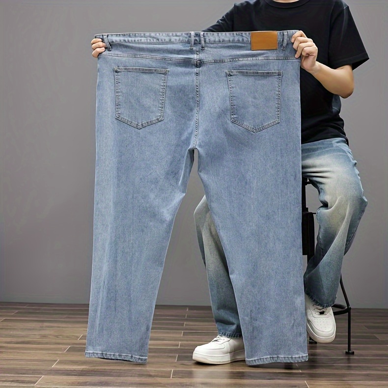 Plus Size Men's Soft & Comfy Jeans - Casual Loose Fit Denim Pants with Pockets, Stretch Rayon Blend for Fall/Winter, PLUS SIZE