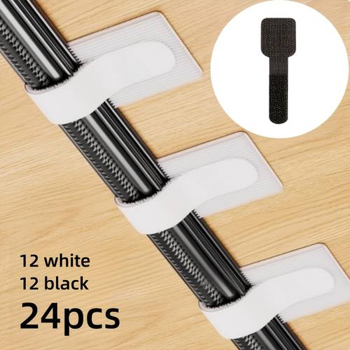 24 pack black and white cable ties self cable organizers managing computer and phone cables as well strip wires with storage and fixation keeping your desk a magic aid for office organization