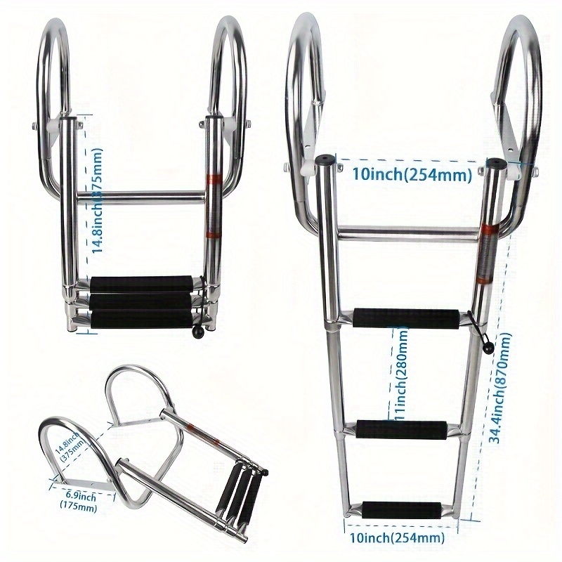 Durable Stainless Steel Concealed Folding Ladder for Yachts and Speedboats $63.44