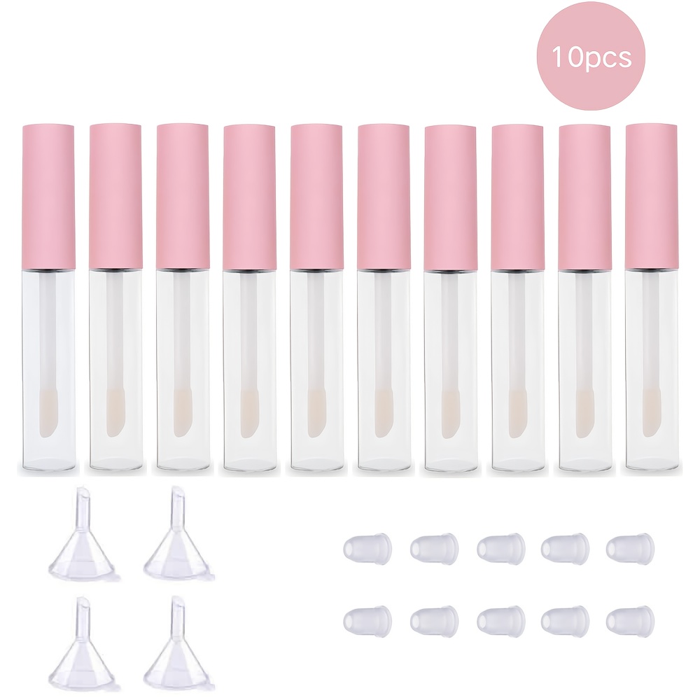 

10pcs 5ml Pink Lip Gloss Tubes - Refillable Diy Makeup Containers For Lip Balm, Oil, Foundation & Concealer - Fragrance-free Travel Bottles