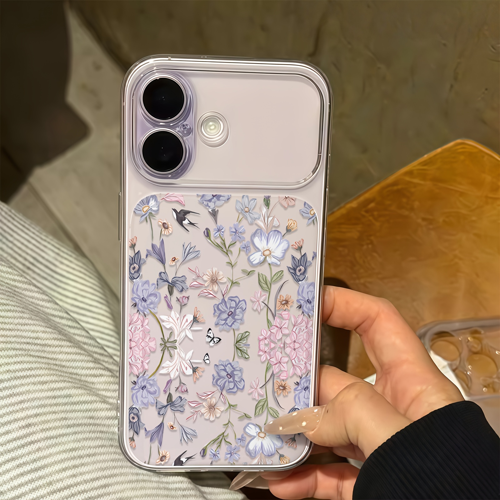 TEMU Coque de téléphone - Nouvelle coque de téléphone style chinois Fête du Printemps, fleur et oiseau, ultra-mince, grande fenêtre instantanée, avec