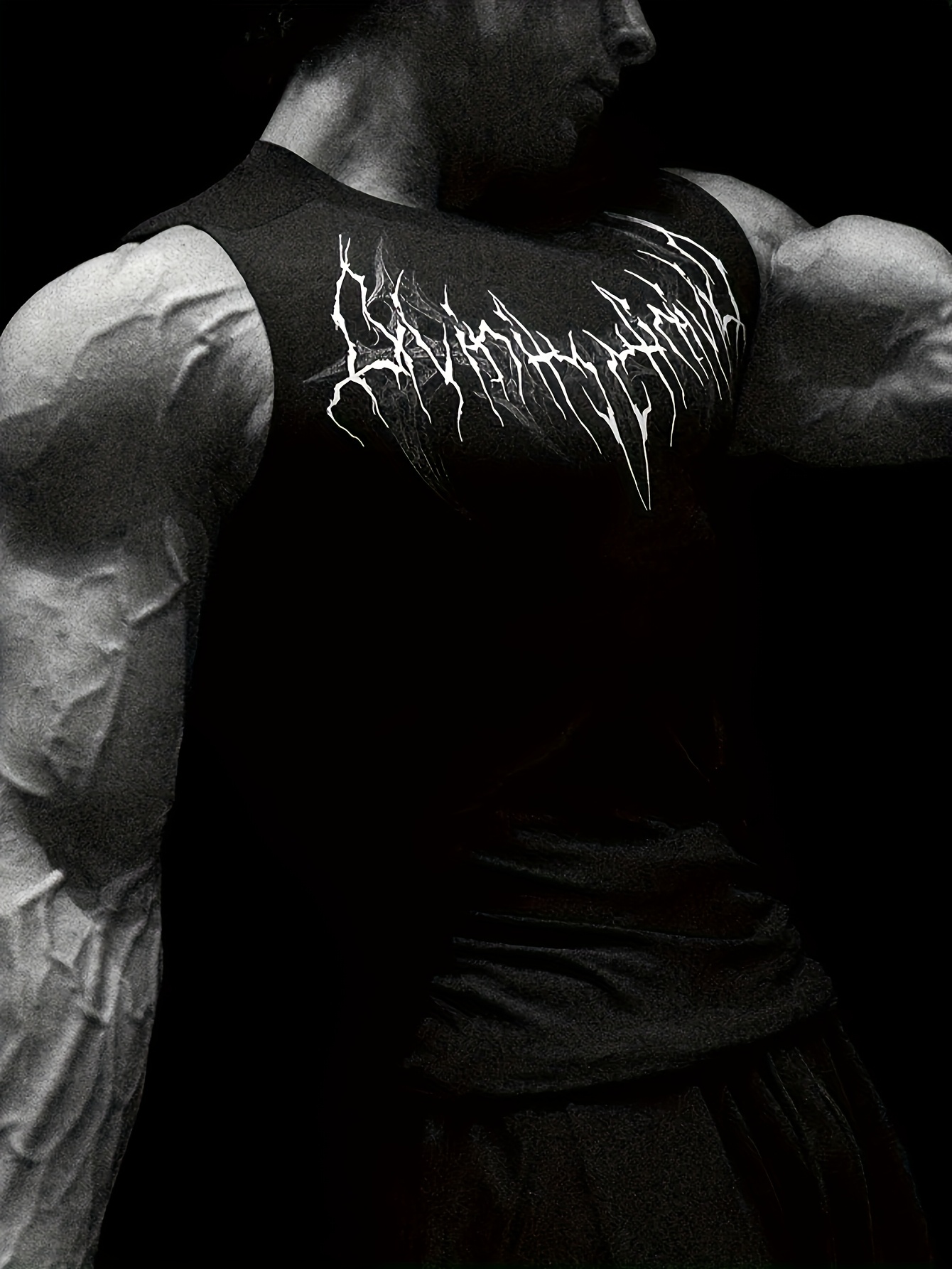 breathedivinity mens sleeveless muscle shirt high stretch quick dry athletic top with back chest muscle print gym running   breathable workout shirt for men ideal for fitness training casual wear gym apparel Product details 5