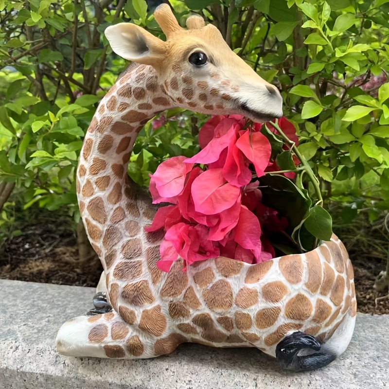 1pc vintage resin giraffe planter animal print floor mounted - Temu