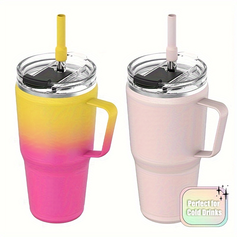 

2pcs 30 Oz With Handle-vacuum Insulated Tumblerwith Leak Proof Lid And Straw- Drinks To 24hours, Sweat Proof, Dishwasher Safe