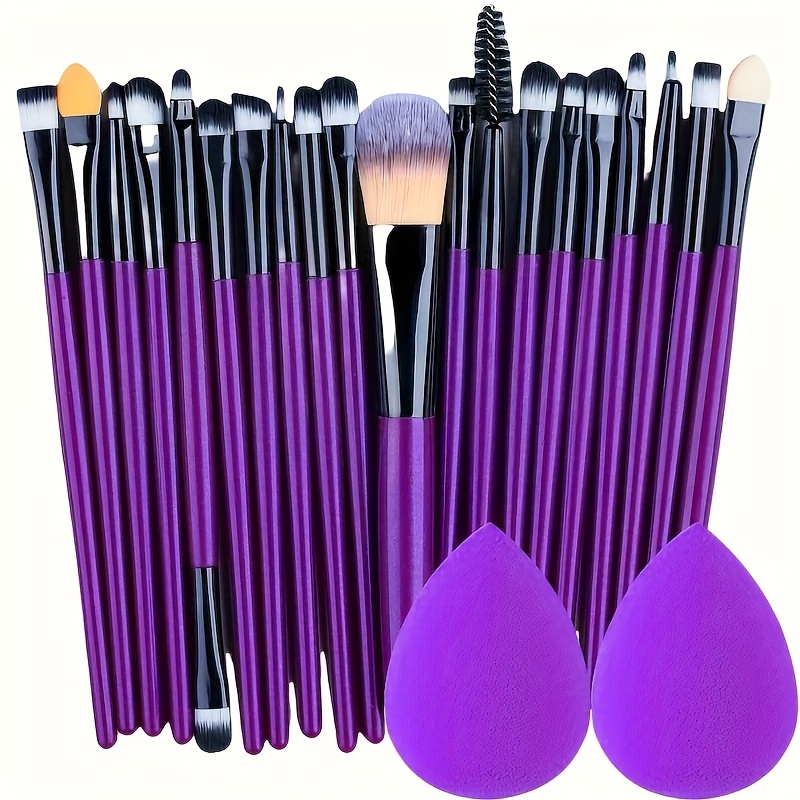 

20pcs Hypoallergenic Makeup Brush Set With Nylon Bristles - Luxe Palm Brushes For Foundation, Blush, Eye Shadow, Eyebrow, & Lip, Types, Abs Rod - Professional & Beginner Kit, Travel-friendly