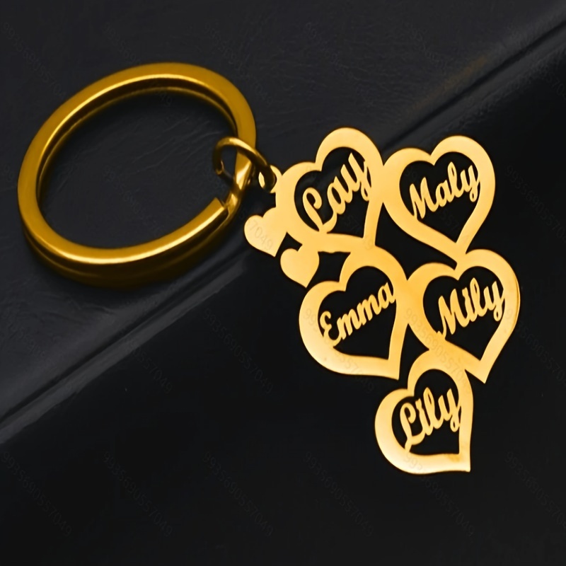 

Custom Heart-shaped Stainless Steel Keychain - Personalized With 2-5 Names, Perfect Gift For Family & Friends