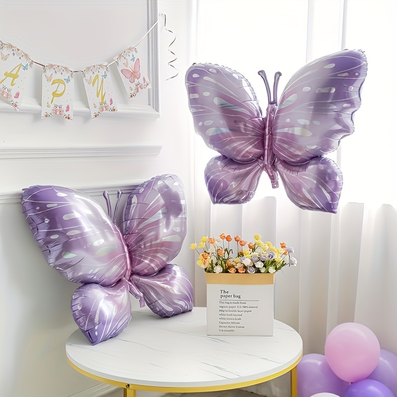 

6pcs Ice Purple Butterfly Foil Balloons - Perfect For Weddings, Valentine's, Birthdays & More - Durable Aluminum Film Party Decorations