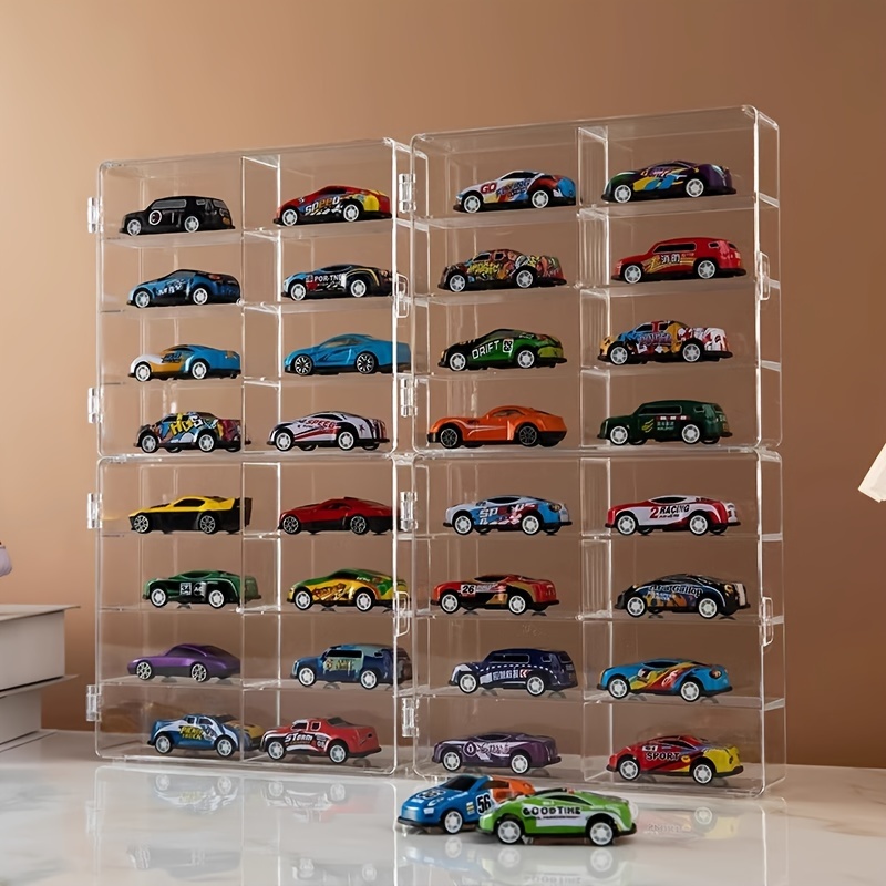 

4pcs 1/64 Scale Matchbox Car Model Display Box Can Hold 32 Toy Cars Storage Box, Dustproof, Transparent Matchbox Toy Car Display Box