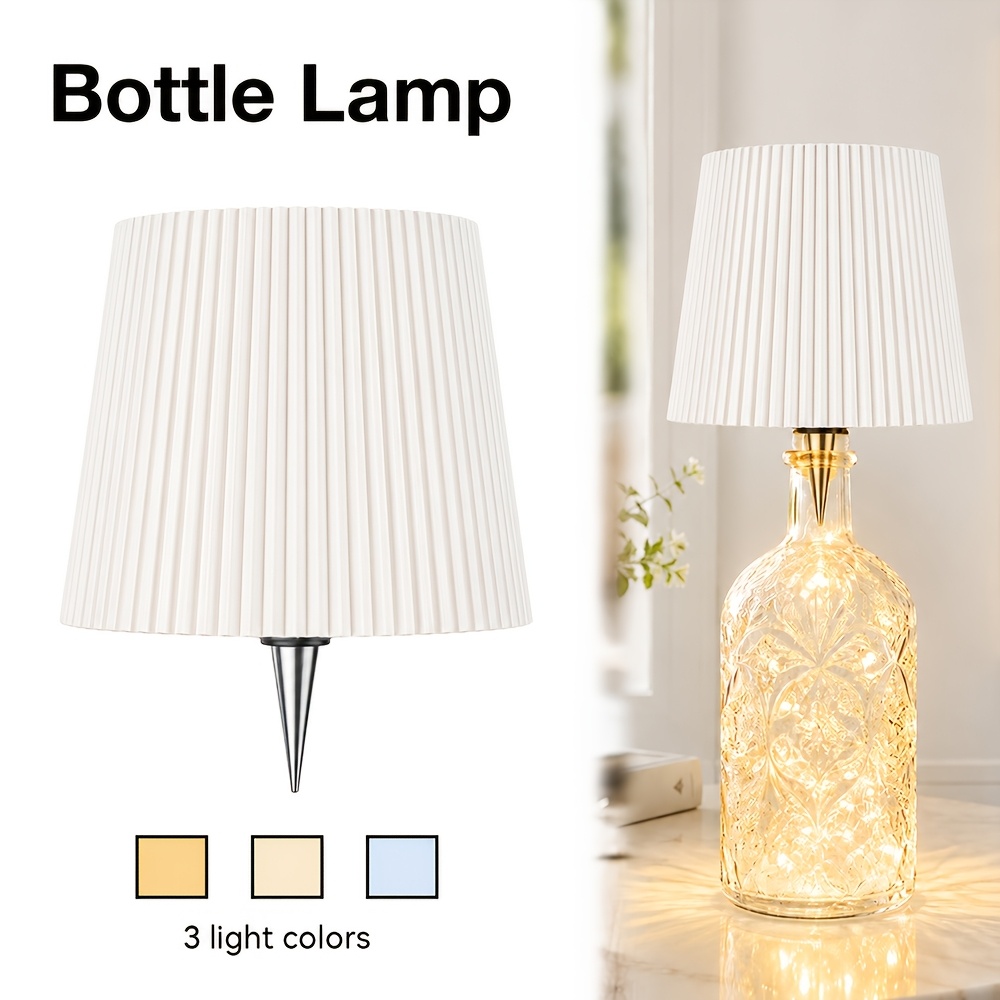 TEMU New Wireless Led Bottle Lamp 3 Color Changing Mood Light, With Touch Control - Usb Rechargeable 3600mah, Ip44 Waterproof, Cordless Lampshade,