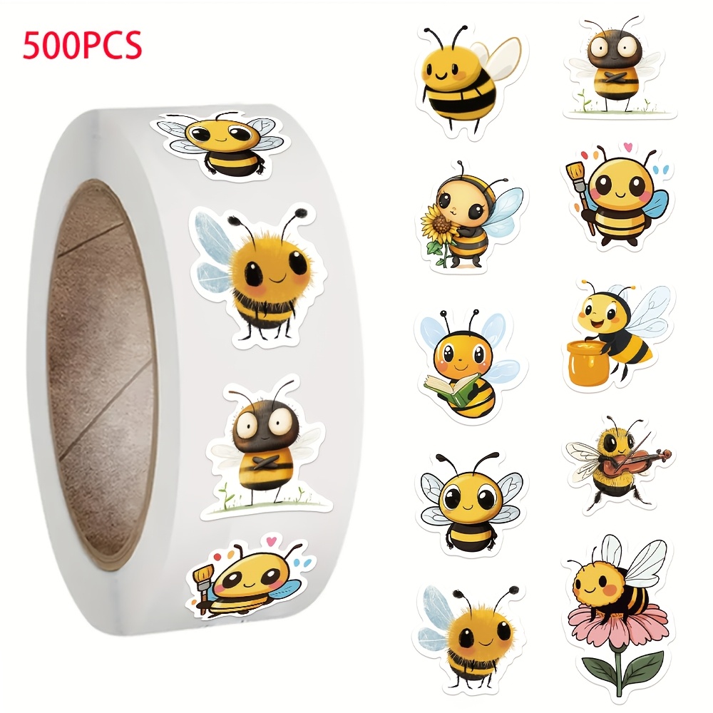 Image of 500pcs Scxxbsw Bee-themed Cute Cartoon Stickers - Waterproof Pvc, Self-adhesive Decals For Decorating Laptops, Guitars, Travel Cases, Phones, And Water Bottles, Cute Stickers