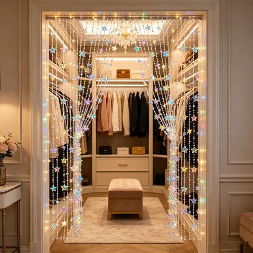 total length 300cm 3pcs star bead curtains girly room deco tion hanging chain iridescent acrylic bead curtain wedding stage deco tion door curtain partition material