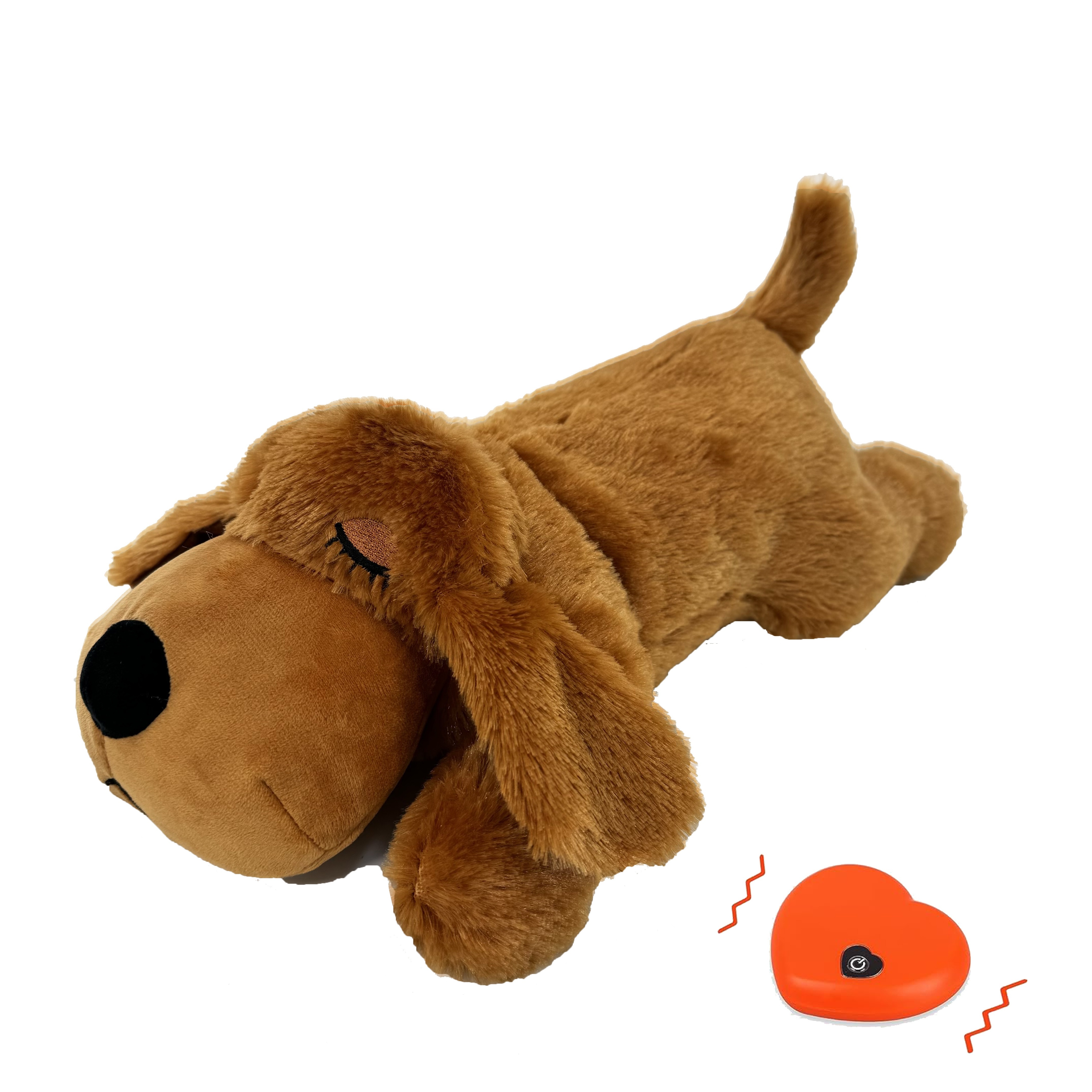 

Peluche chiot battement de coeur pour chiens avec pulsation apaisante, aide au confort pour le sommeil et le soulagement de l'anxiété, animal en peluche en polyester de race moyenne, 1 PC - Marron