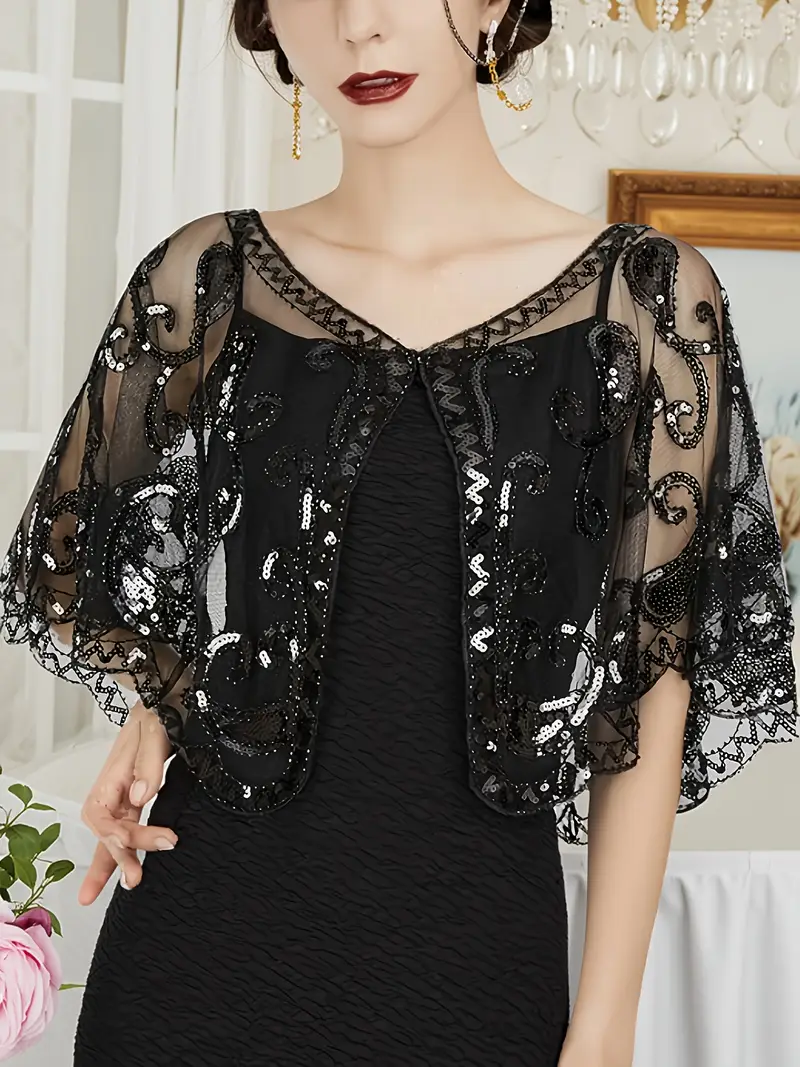 plus size 1920s vintage court style sequin shawl - Temu plus size 1920s vintage court style sequin shawl - Temu