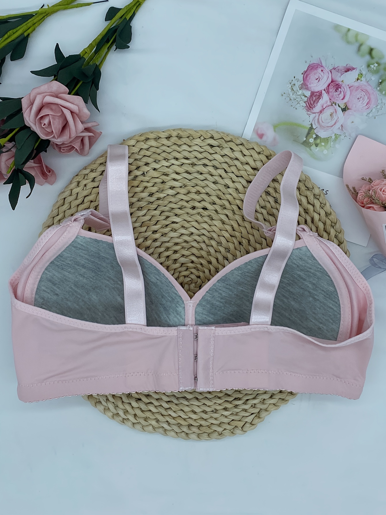 Simple Colorblock Seamless Bra, Comfy & Breathable Wireless Push Up Bra, Women's Lingerie & Underwear