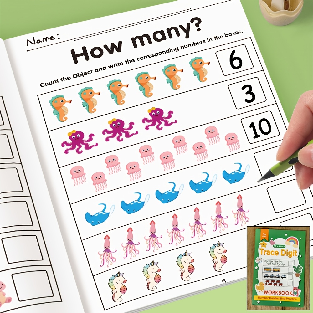 Interactive Math Workbook With Number Tracing & Monster Theme For - Addition & Subtraction Practice Book 1 Numbers, Durable Pages Suitable For Classroom, Homeschool, Birthday/holiday Gifts ( Workbook)
