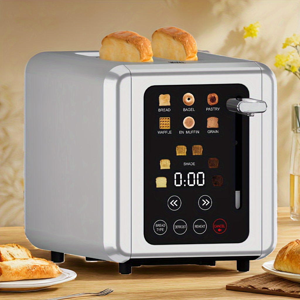 

® Touch Screen Toaster 2 Slice, 6 Bread Types And 6 Shade Settings, Defrost Functions, Stainless Steel Digital Timer Toaster Smart Extra Wide Slots Toaster With Bagel, Cancel