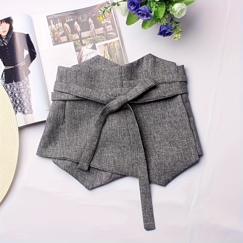 TEMU Fashion Hot-selling Layered Women' Versatile Shirt Waist Cincher Belt Tie Irregular Wide Decorative Waistband