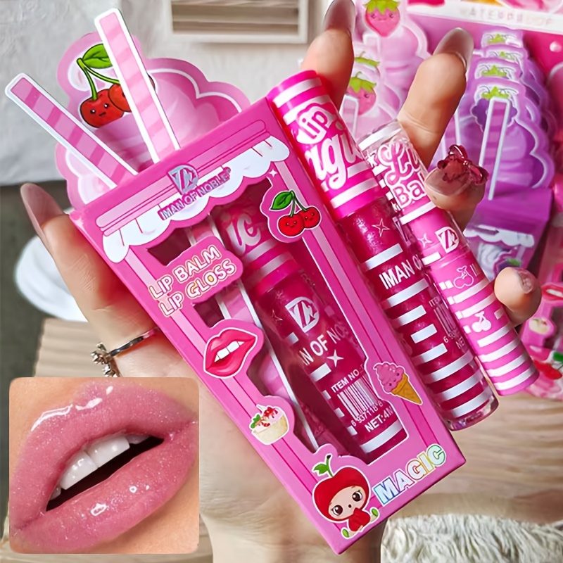 1 set random   fruit flavored lip balm and lip gloss random color shipment non sticky   for daily lip care and cute gift