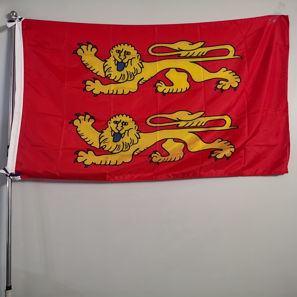 TEMU 1 pièce Drapeau de - Drapeau Français Vif et Jaune avec Crête de Lion, Polyester Durable, Idéal pour Décoration Extérieure, Mur, Patio ou Jardin