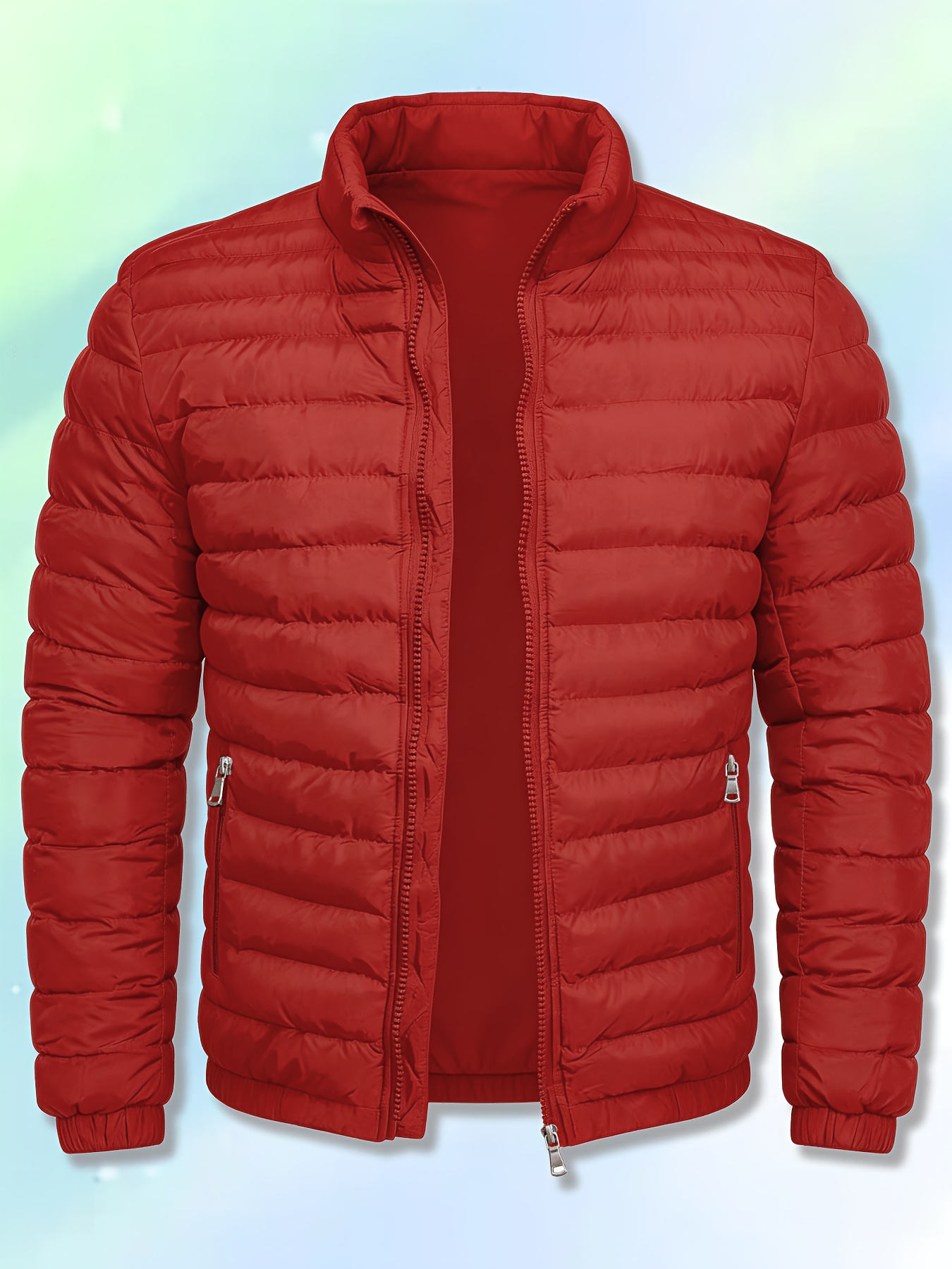 Veste légère chaude pour hommes européens et américains - Veste coupe-vent zippée à col montant pour hommes, conception de poche zippée adaptée aux activités de plein air, vêtement d