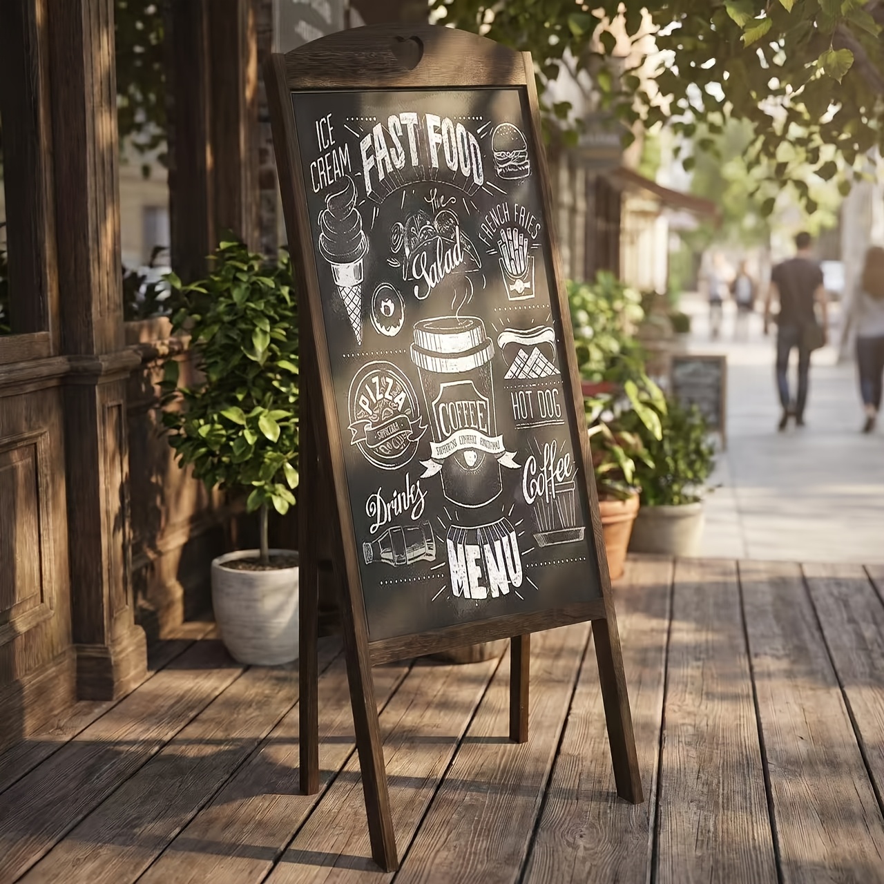 TEMU Chalkboard, Sidewalk Chalkboard Sign, Sandwich , Rustic Menu Display For Restaurant, Vintage Style, Display Stand