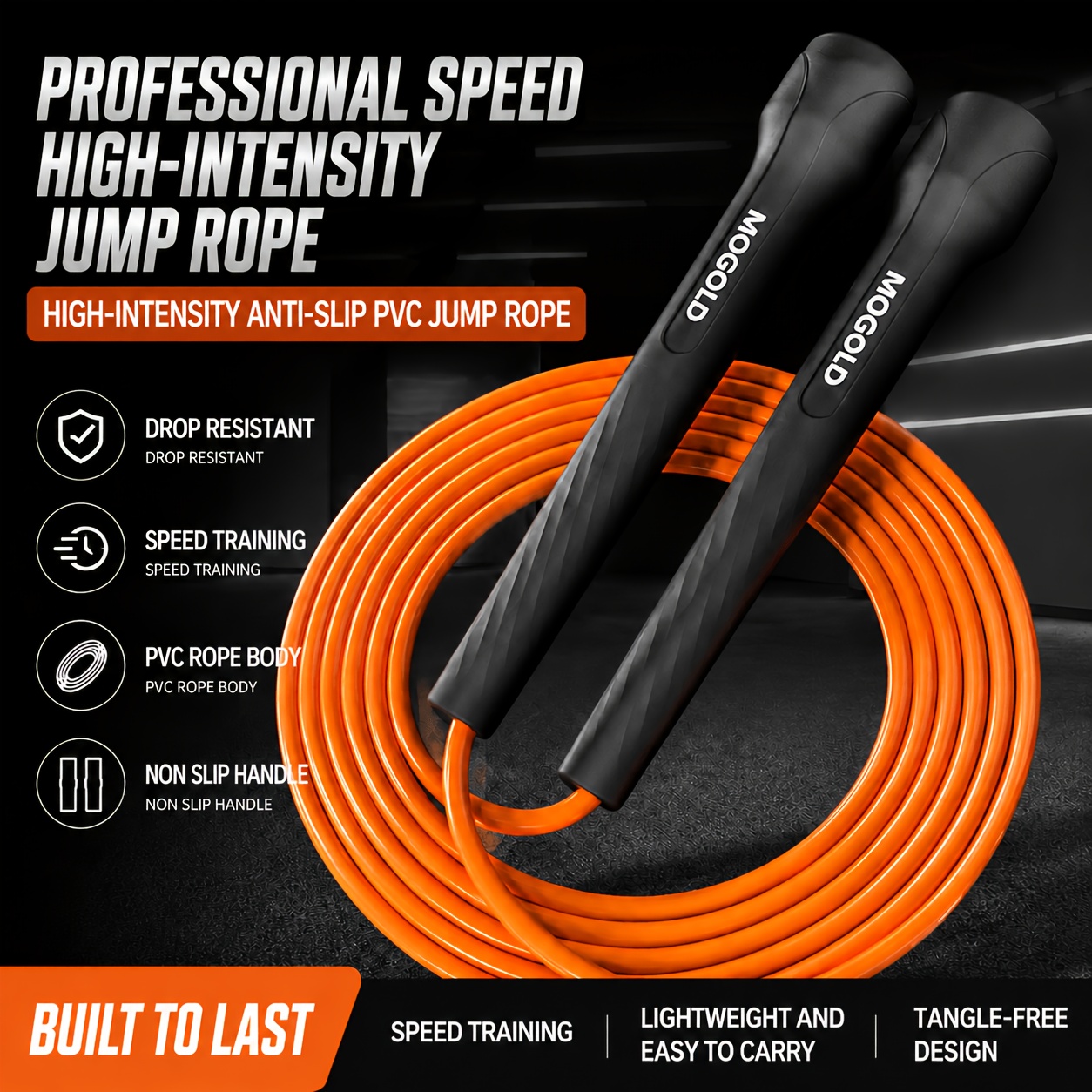 professional   rope ultra light pvc training rope ergonomic pp non slip handle   adjustment suitable for boxing   and aerobic exercise