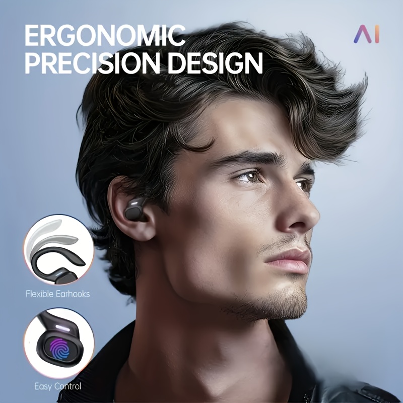 2025 AI Real-Time Translation Earbuds | 144 Languages Support, LED Power Display, Type-C Charging, Touch Control, Voice Noise Cancellation & Open Ear Design |Compatible with All Smartphones for Meetings Sports Travel Gaming - Sleek Gift-Ready Design