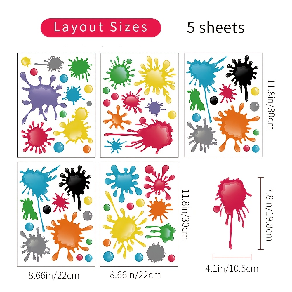 Image of 5pcs/10pcs Watercolor Paint Semi-transparent Wall Stickers, Pvc Material, Kids' Room, Living Room, Bedroom, Kindergarten, Classroom Wall Decoration, Self-adhesive Wallpaper