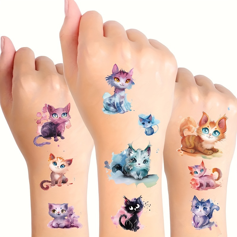 

5 Sheets 3d Cute Animal Cat Temporary Tattoo Sticker, Cat Body Face Decoration Tattoo Sticker, Birthday Party Masquerade Party Decoration, Waterproof Lasting 3-5 Days