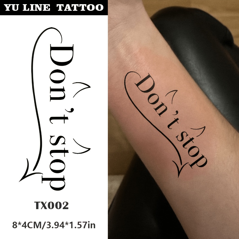 TEMU 1 pz Adesivo Tatuaggio Erboristico Inglese Ispiratore "", con Design a Carattere Lineare e un' Fredda e Audace. per l'Applicazione su Clavicola,