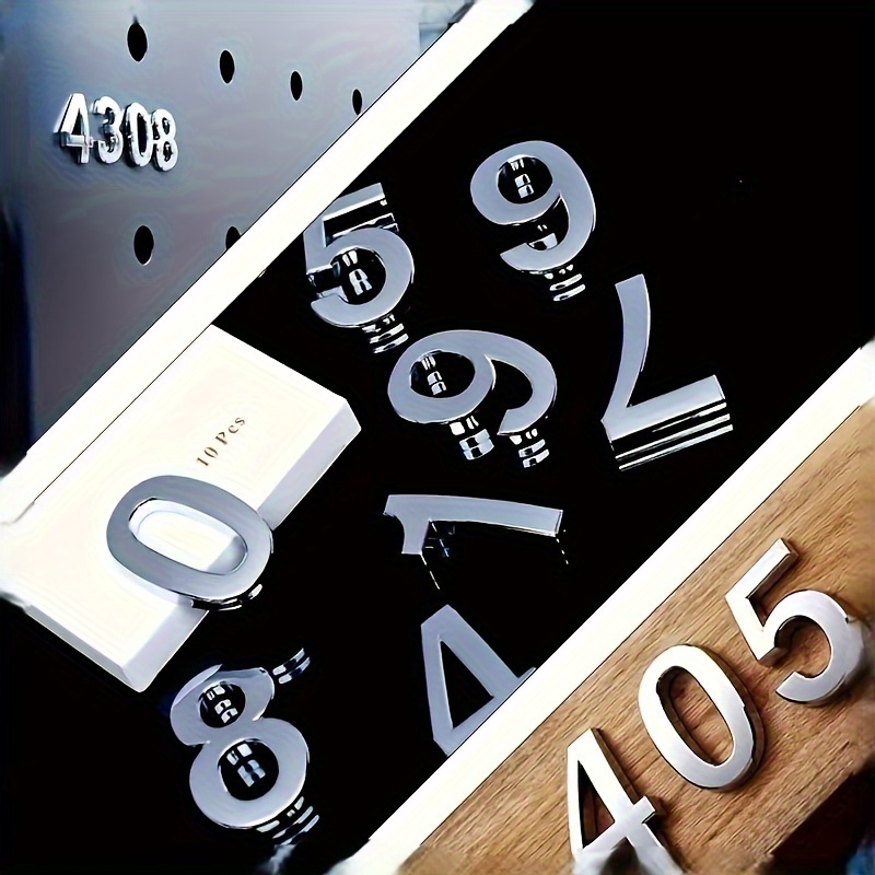 

Silvery Abs Electroplated Door Number 0-9 - For Home, Apartment, Mailbox & Hotel Address Signs