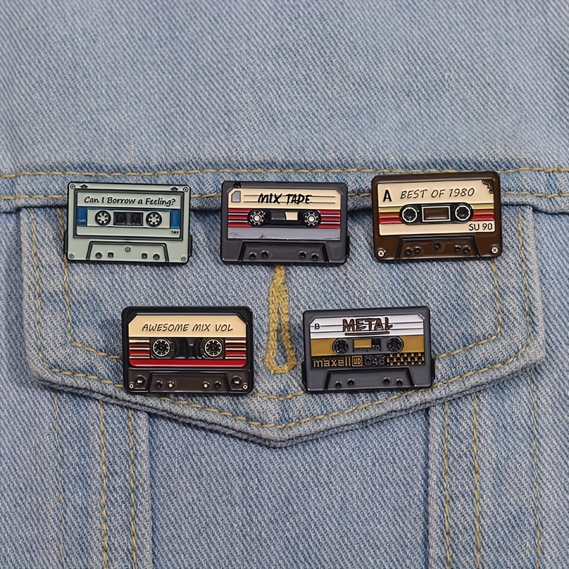 

1/5pcs Retro Cassette Tape Metal Pin - Stylish Accessory For Backpacks & Hats, Perfect Gift For Music Lovers