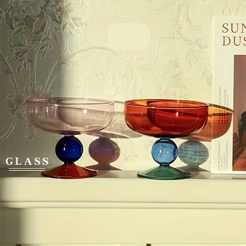 1pc multicolor glass bowl microwave dishwasher suitable for soup salad yogurt resistant round serving dish glass bowl for christmas holidays parties multi tableware for adults