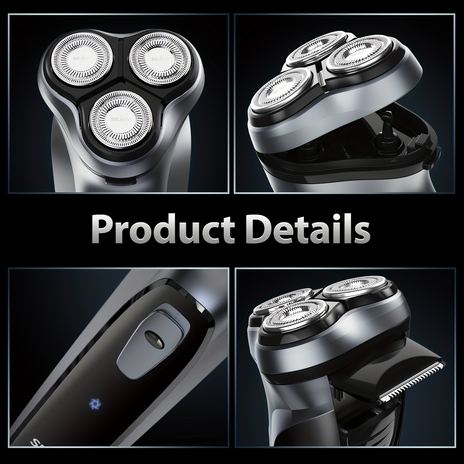 [3D Floating Head] Electric Razor for Men, Electric Face Shaver, Cordless Washable Rechargeable Shaving Machines, Advanced Dry&Wet, Pop-up Trimmer, Fast Charging, Best Gift