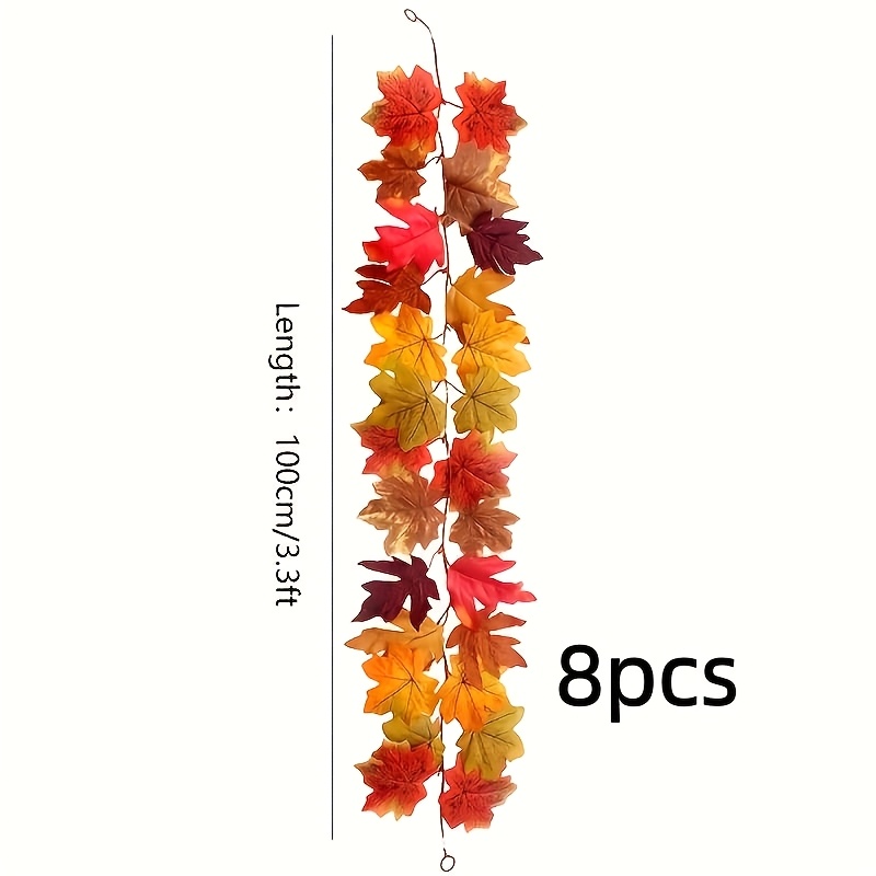 Image of 8pcs Fall Garland/artificial Maple Leaf Autumn Garland/hanging Fall Vines/table Decorations/front Door Fall Decor/thanksgiving Decorations/decor Outside Indoor Decor