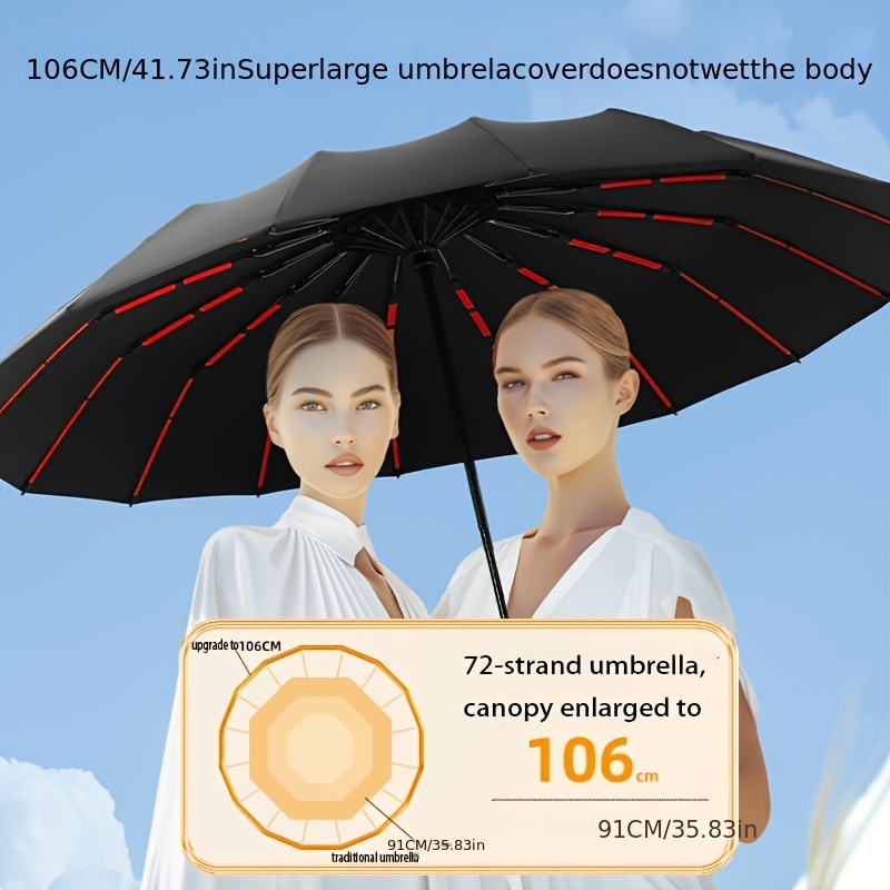 Automatische paraplu met 72 versterkte baleinen