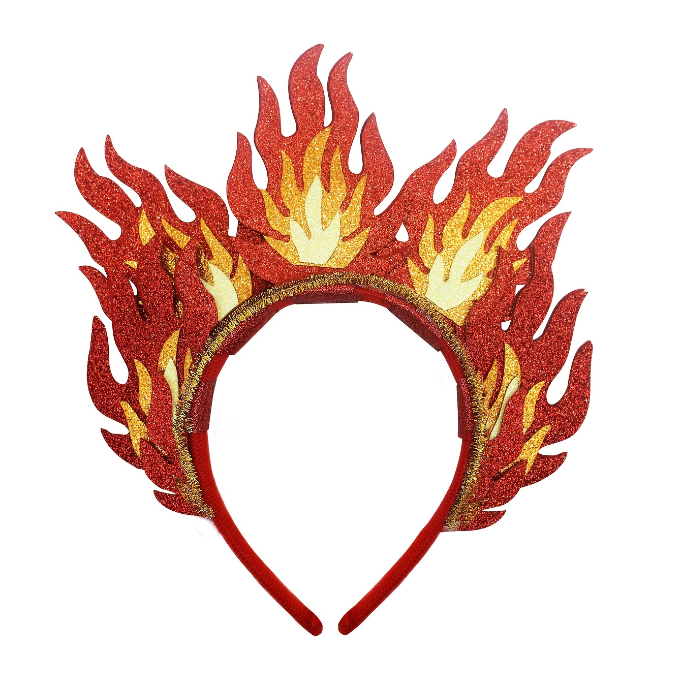 TEMU Halloween Party Headband Birthday Party Flame Headband Hair Accessory 3d Flame Headband Red And Golden Color Halloween Theme Party Accessory