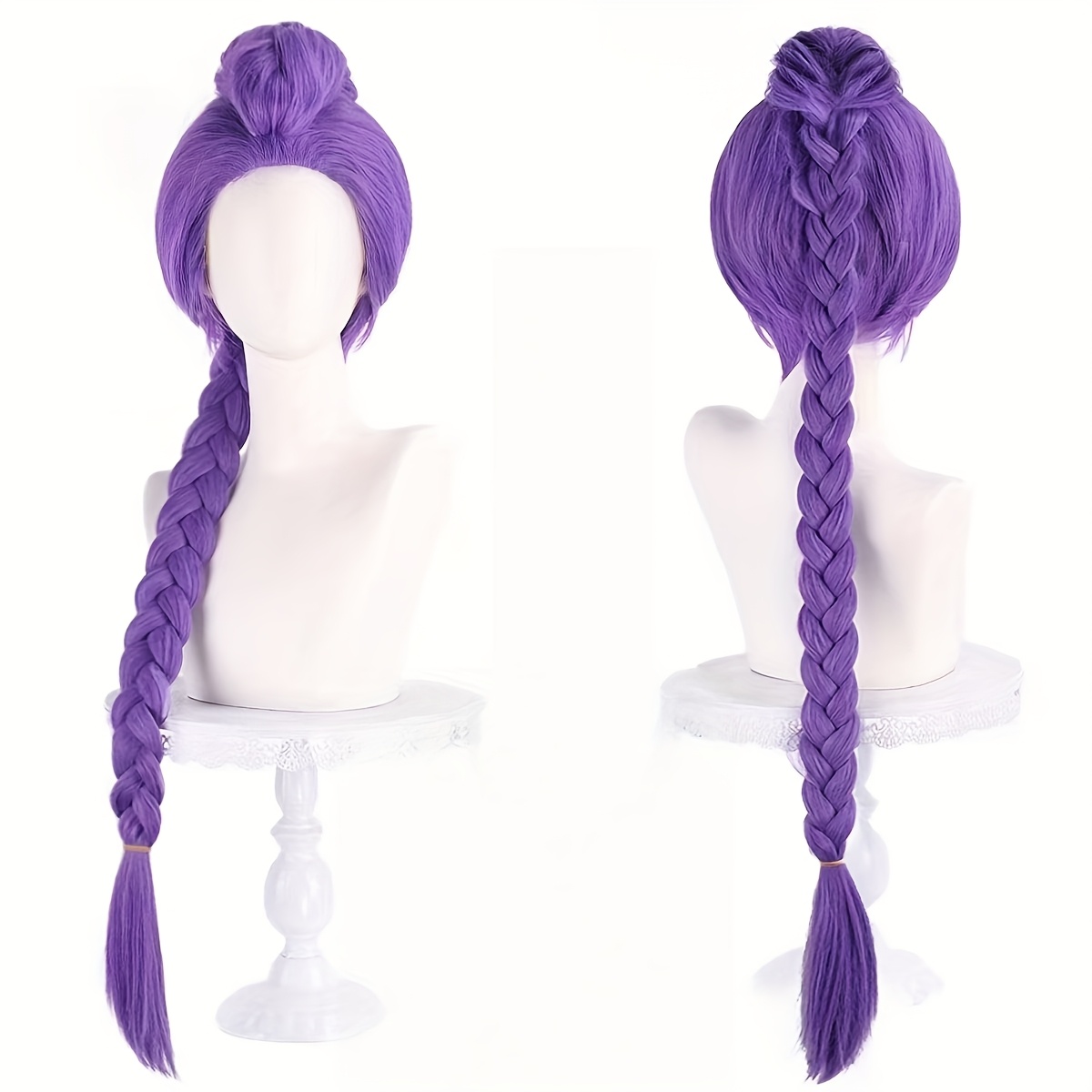 TEMU Purple Braided Wig - Cosplay Wig, 65--long The Braid And The Headgear Are Integrated, Character Costume Wigs, For