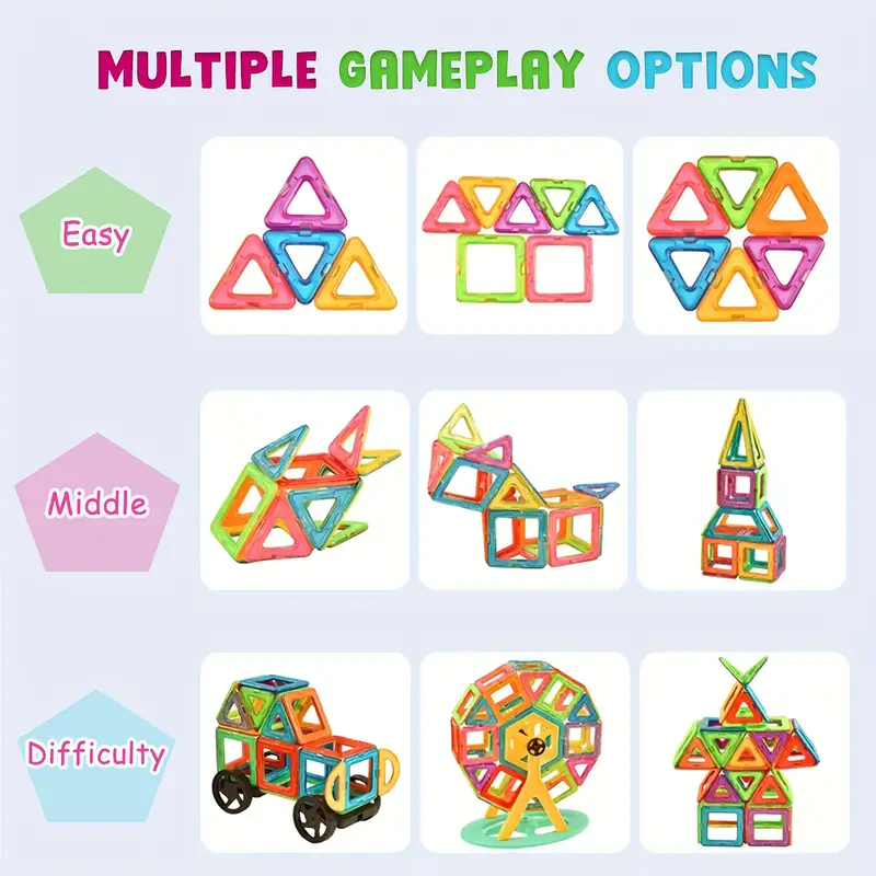 creative magnetic building blocks set diy educational stem toy for hand eye coordination development vibrant colors to enhance childrens skills ideal learning puzzle gift for boys and girls aged 3 perfect back to school birthday halloween christmas present 9