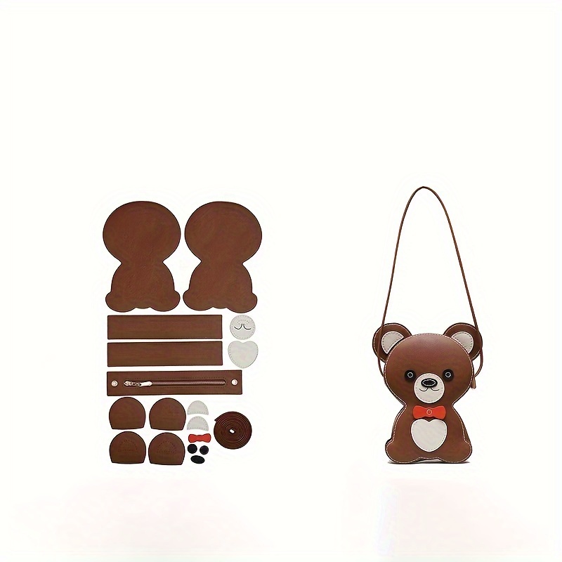 Image of 1pc Wallet Making Supplies, Trendy Mini Cute Diy Woven Crossbody Bag For Women, Bear-themed Gift Bag, Storage Pouch, Semi-finished Diy Craft Material Kit