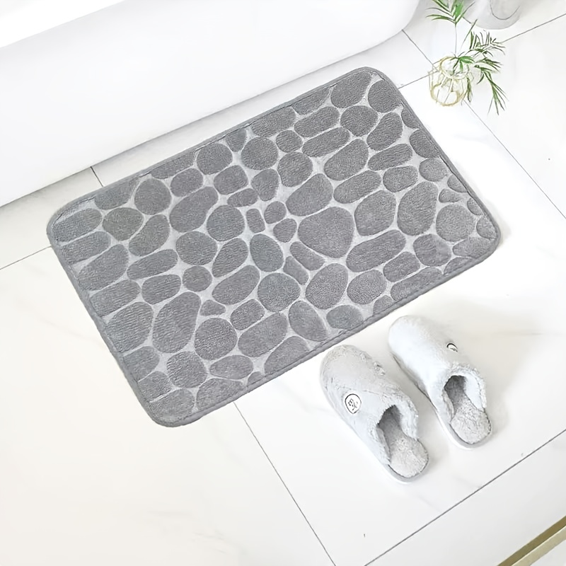 1pc Soft Memory Foam Bath Rug With Cobblestone Texture & Non-slip Backing - Rapid Water Absorbent Shower Suitable For Bathroom, Shower, Bathtub - Fall Decor,, Comfortable ()