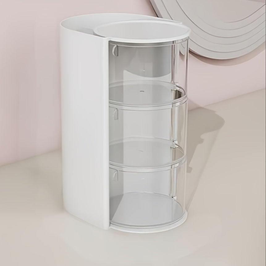 Image of Itechjoy 1pc Rotating Clear Hair Accessory Organizer | Dustproof Plastic, Rotating Design, Clear | Desktop Storage, Cosmetic Pencil Organizer, Art/craft/sewing Supplies, Hair Clips/headbands/hair Ties