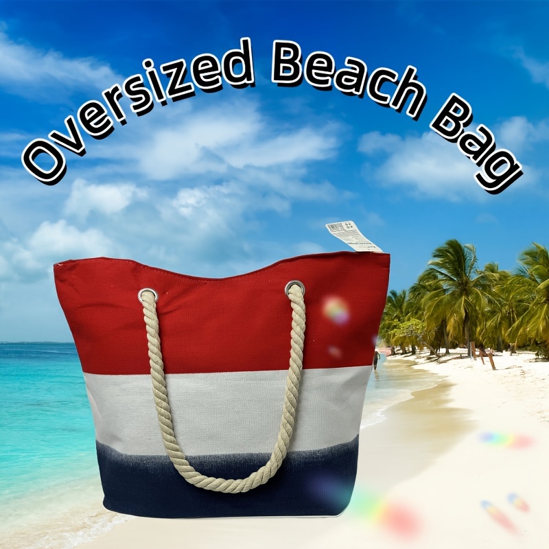 

Canvas Tote Beach Bag With Zipper Top Handle Handbag Shoulder Bags Shopping Bag