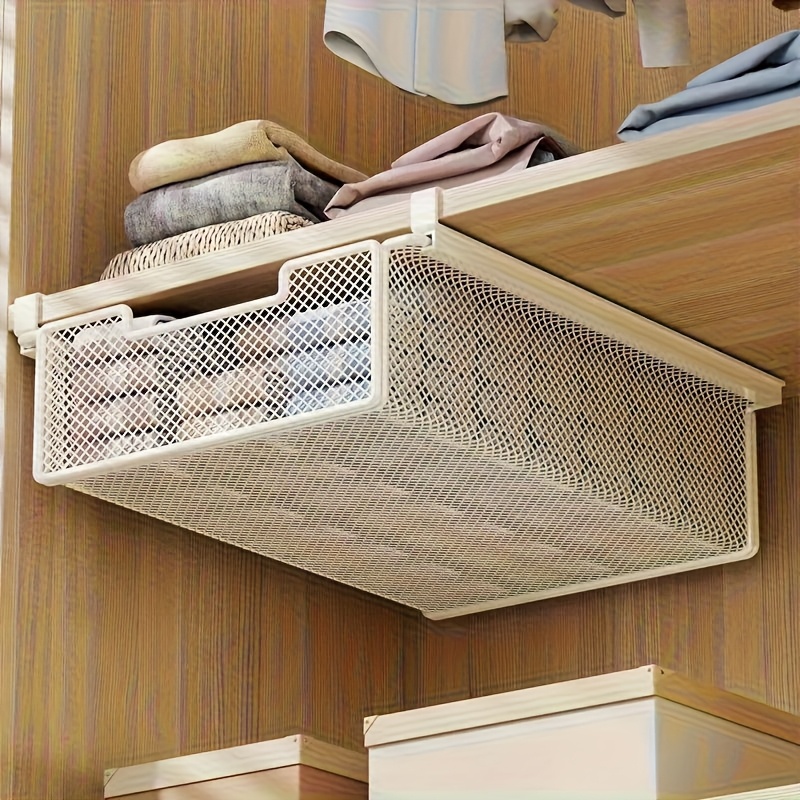 Portable Under-Table Hanging Storage Basket with Pull-Out Drawer