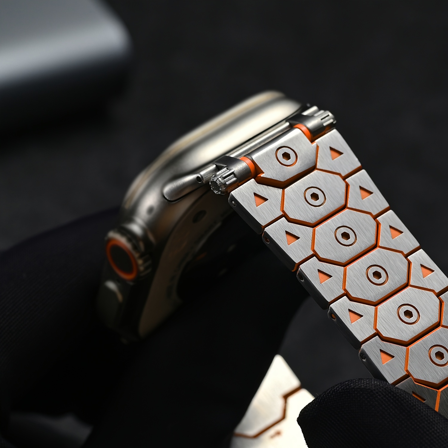 Compatible with Apple Watch Ultra, Stainless Steel Band in Titanium Color S10 Titan Steel Strap