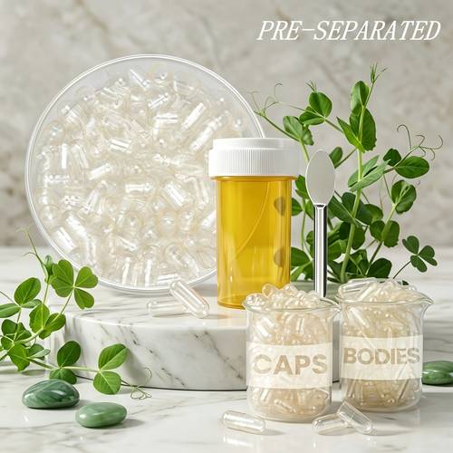 separated vegan capsules professional storage hollow capsules sizes 000 00 0 1 for crafts sorting with filler scoop and sealed storage jar 1000pcs