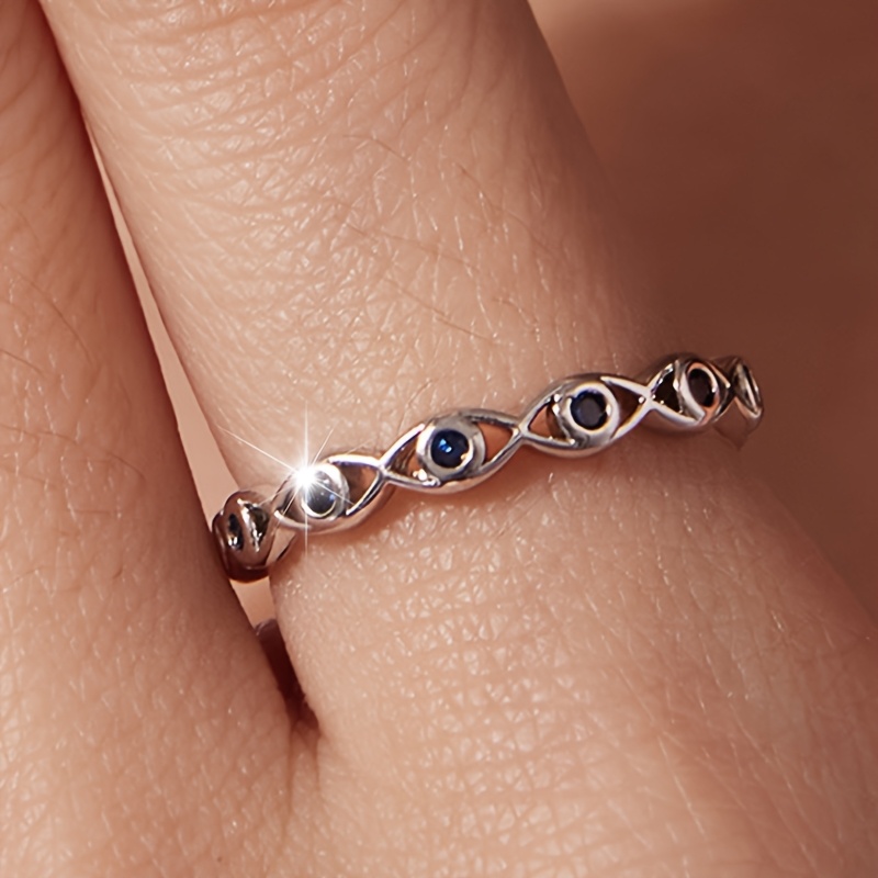 Women's Minimalist Lucky Eye Ring, Versatile Blue Eye Design