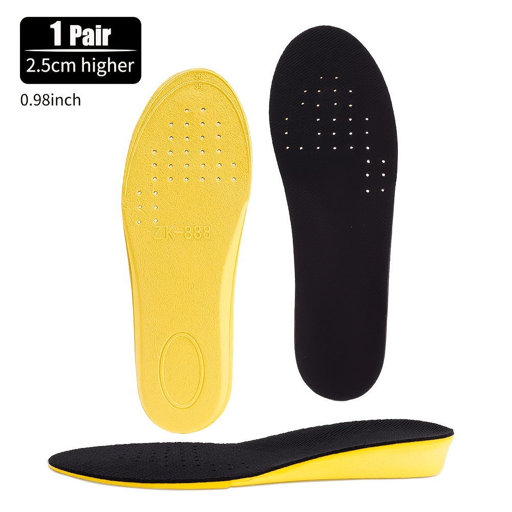 TEMU 1 Pair Shock-absorbing Height Increase Insoles For Men Women Yellow Sole Arch Support Breathable Insoles