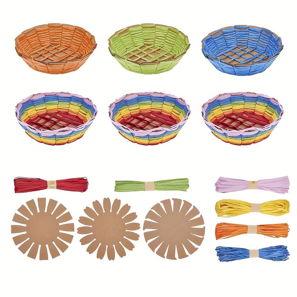 TEMU 6 Set Basket Weaving Kit Introductory Sewing For Beginners Creative Woven Bowl Suitable For Arts And Crafts Projects, Mixed Color Paper Craft