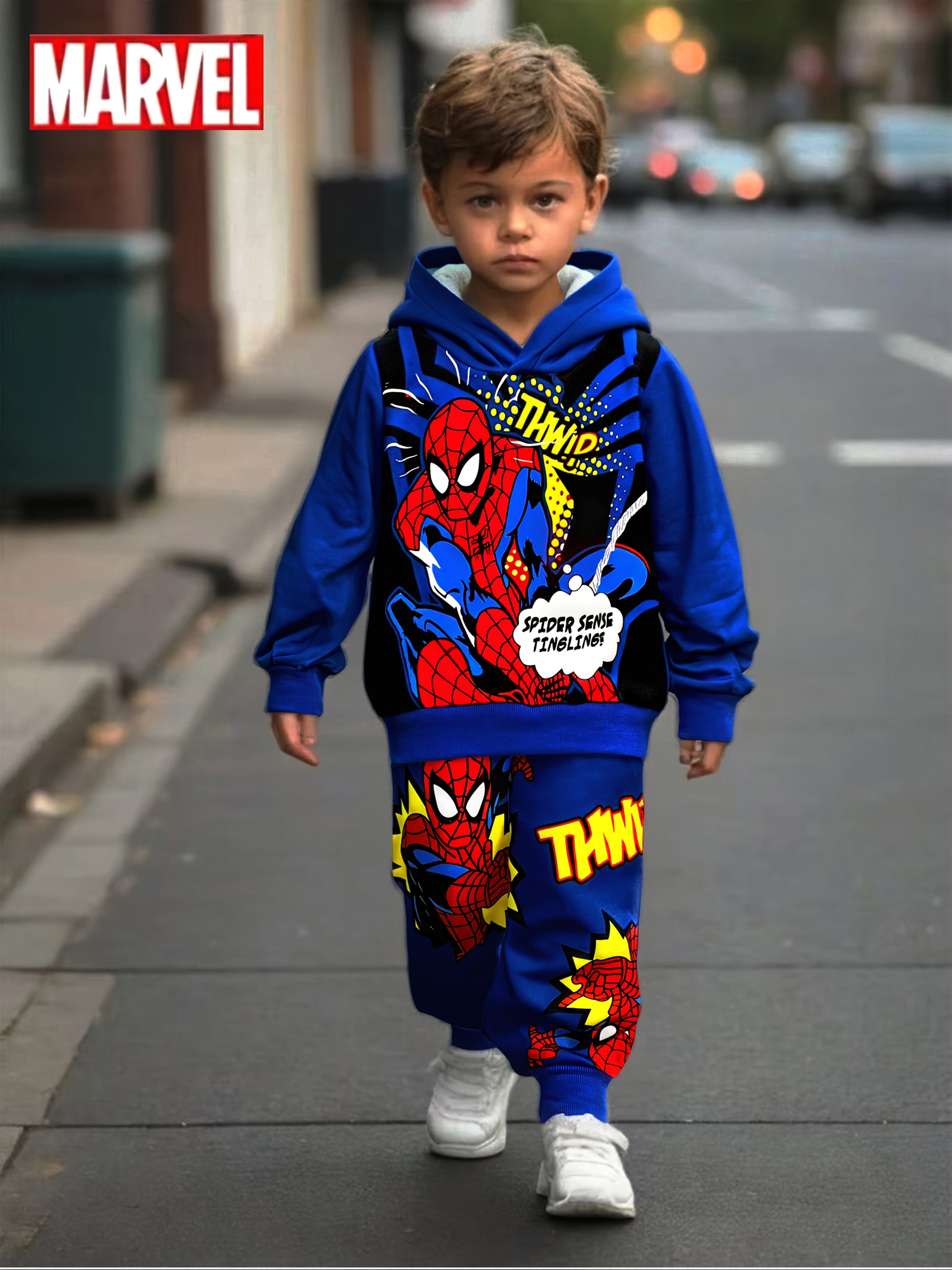 Jongens 2-delige Set met & Letter P Print Capuchon Trui & Bijpassende Joggingbroek - Superhelden Outfit